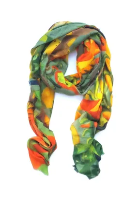 Oversized Rectangular Italian Cashmere Blend Scarf - Under The Sea