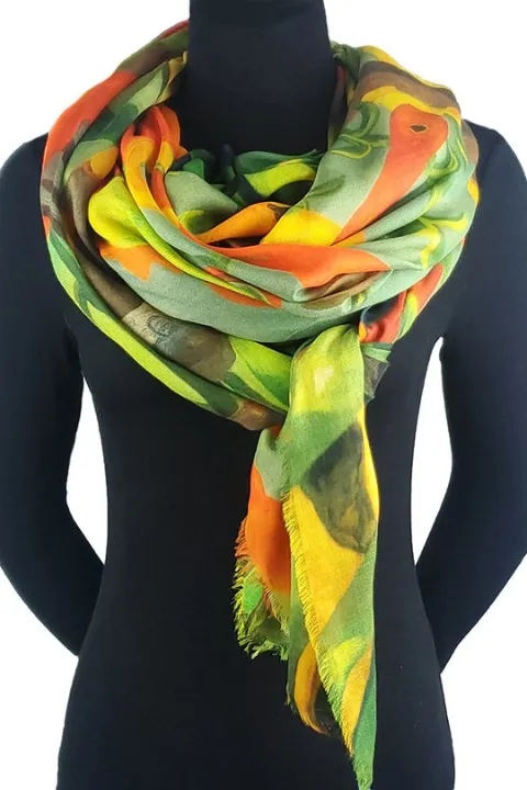 Oversized Rectangular Italian Cashmere Blend Scarf - Under The Sea