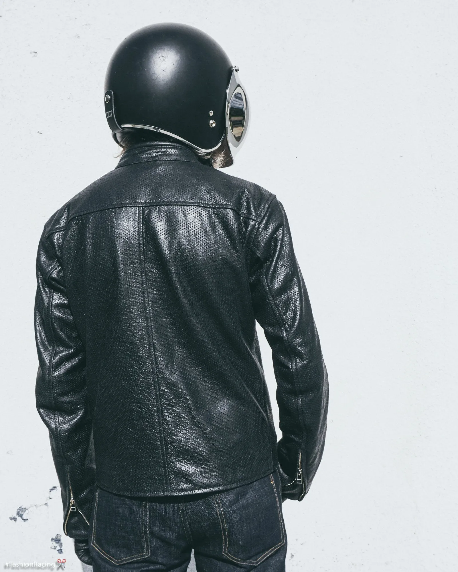 Perforated Leather Jacket in Black for Men, Handcrafted