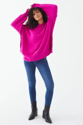 Pink Fuzzy Knit Oversized Sweater