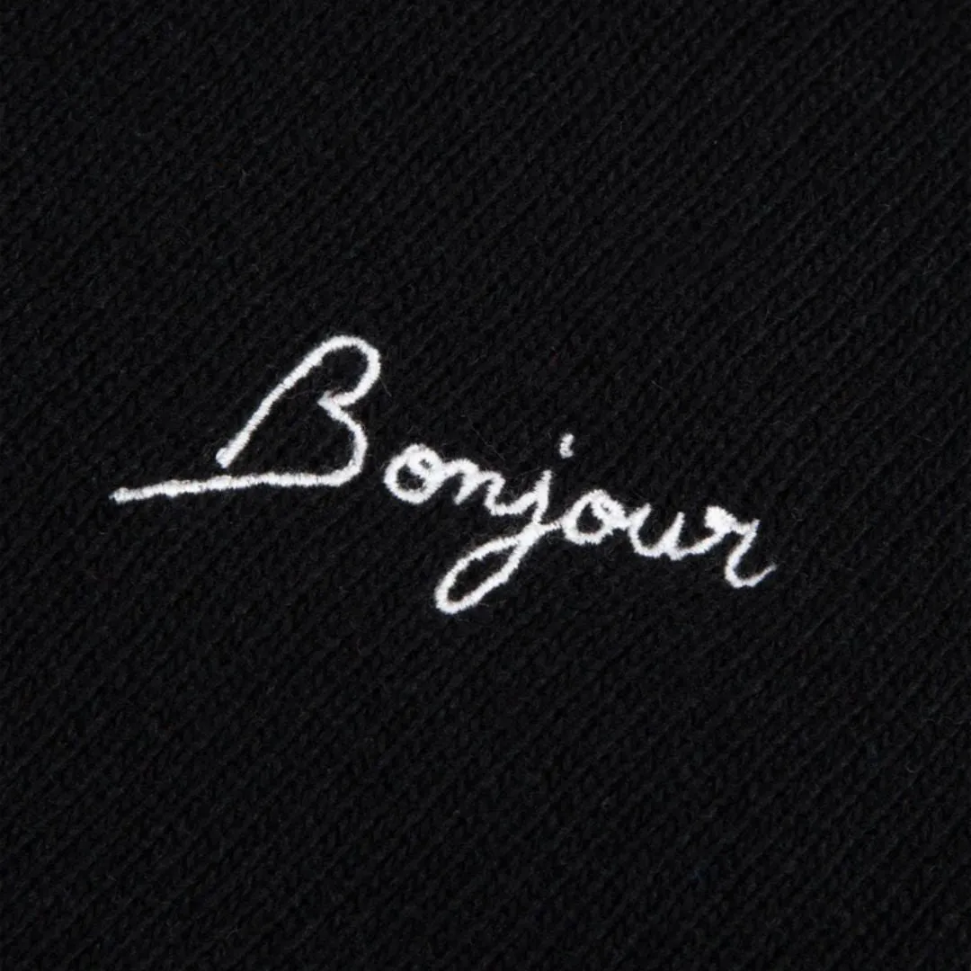 "Bonjour" Choiseul Recycled Wool Sweater (Black)