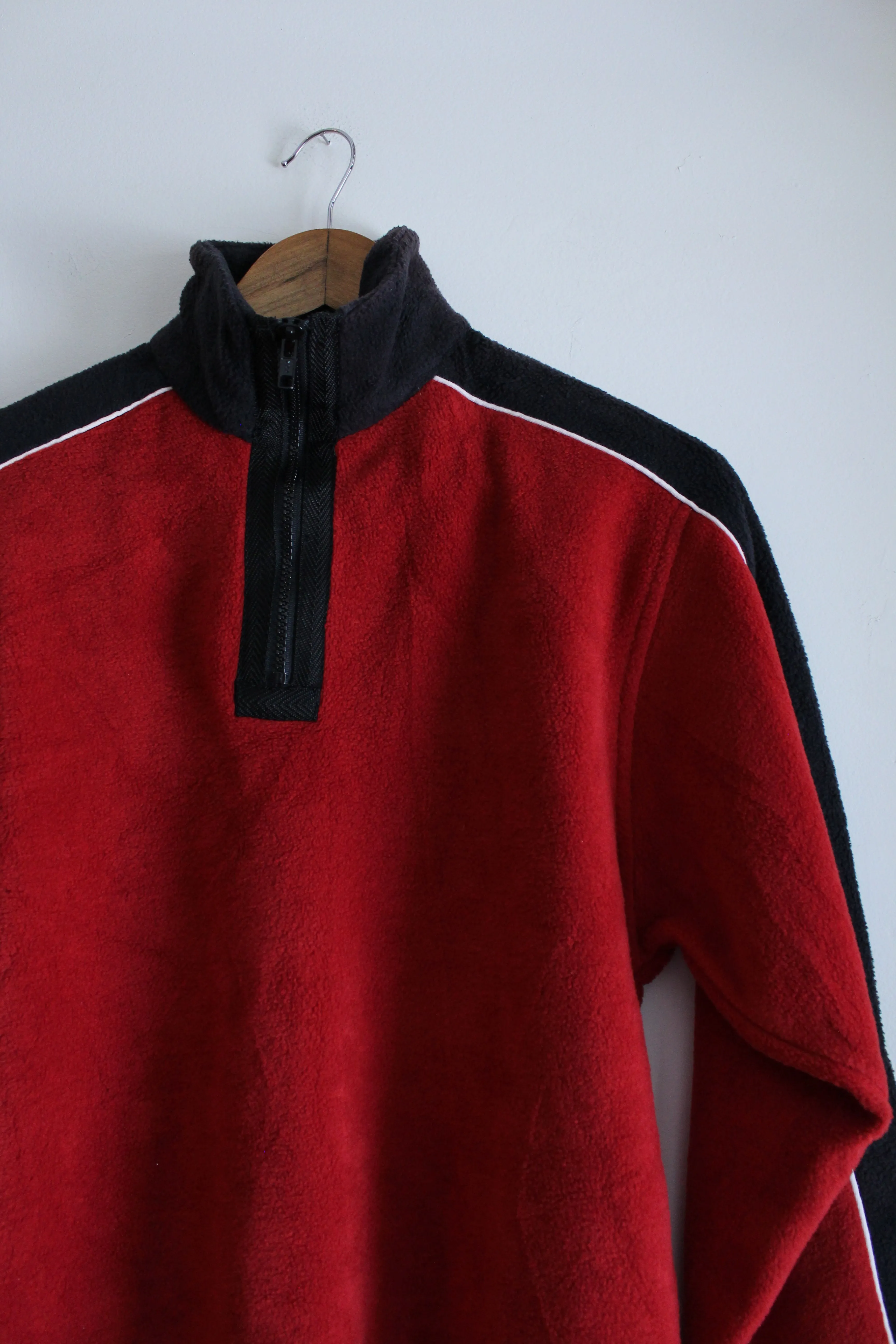 Red and Navy Fleece Quarter Zip Vintage Sweater