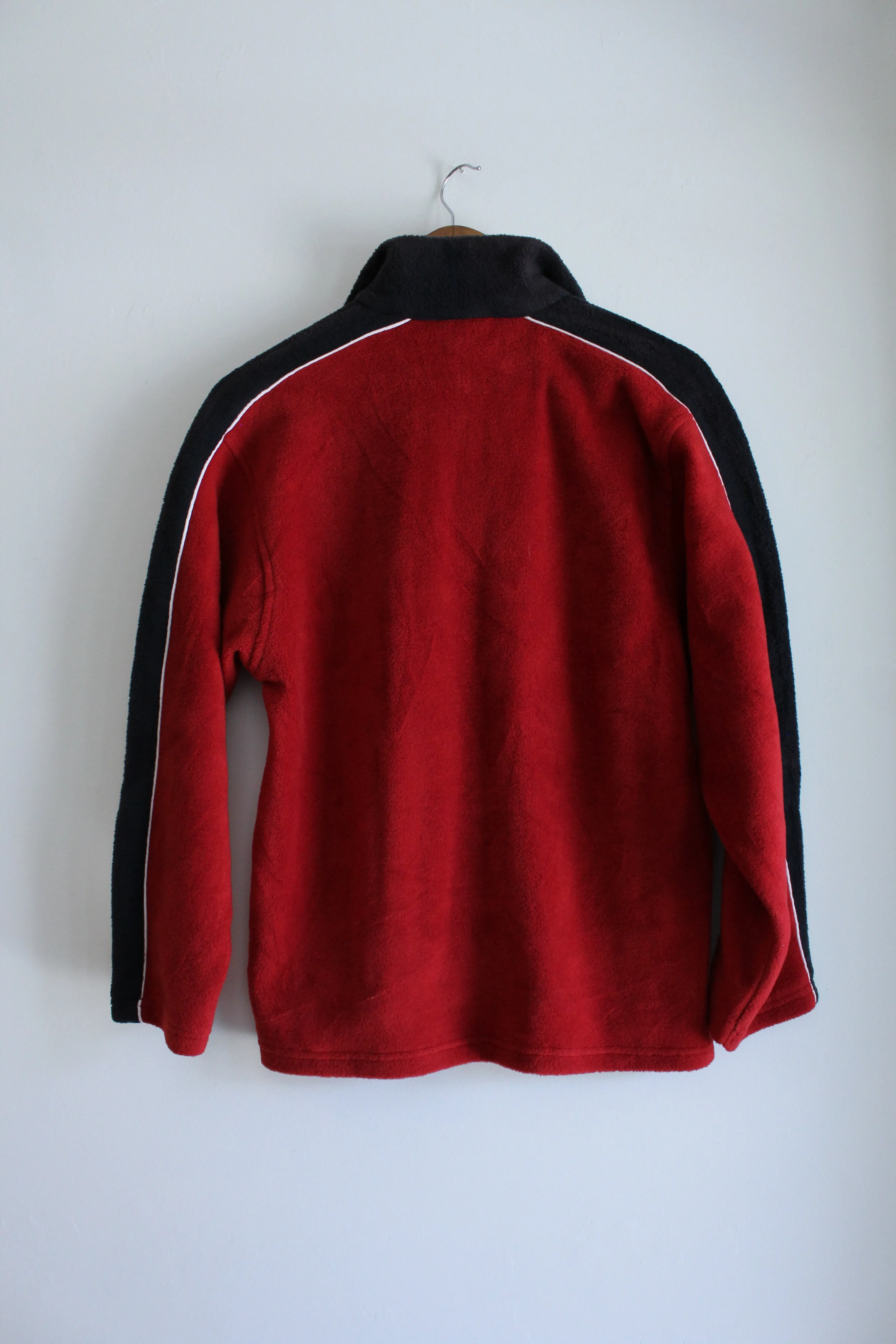 Red and Navy Fleece Quarter Zip Vintage Sweater