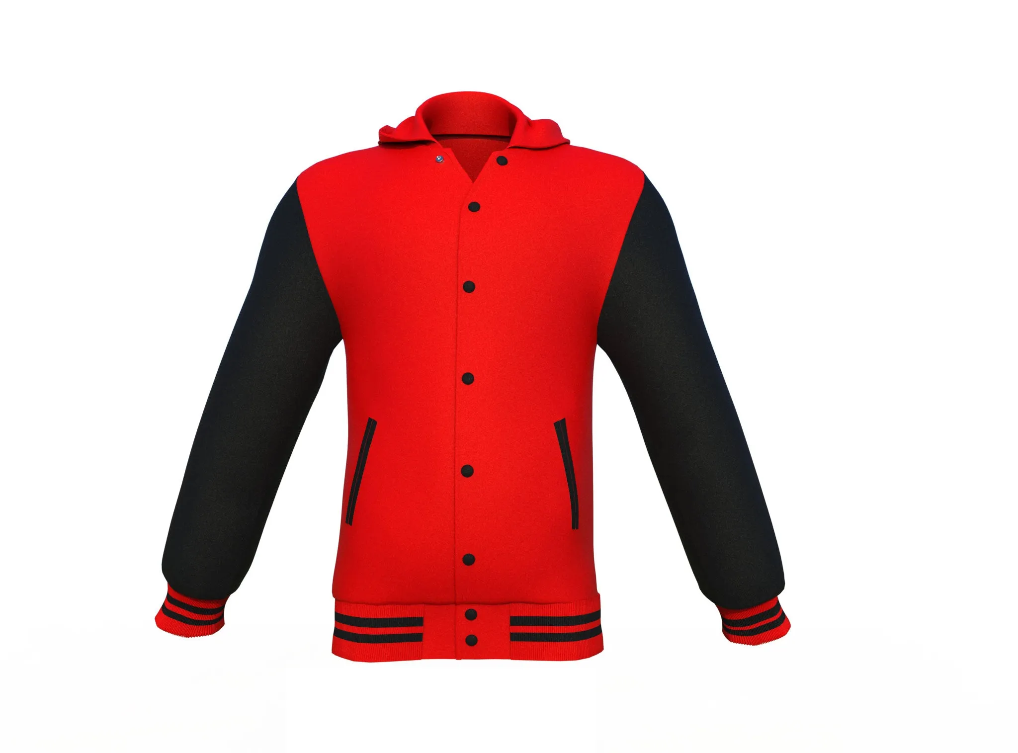 Red Varsity Letterman Jacket with Black Sleeves