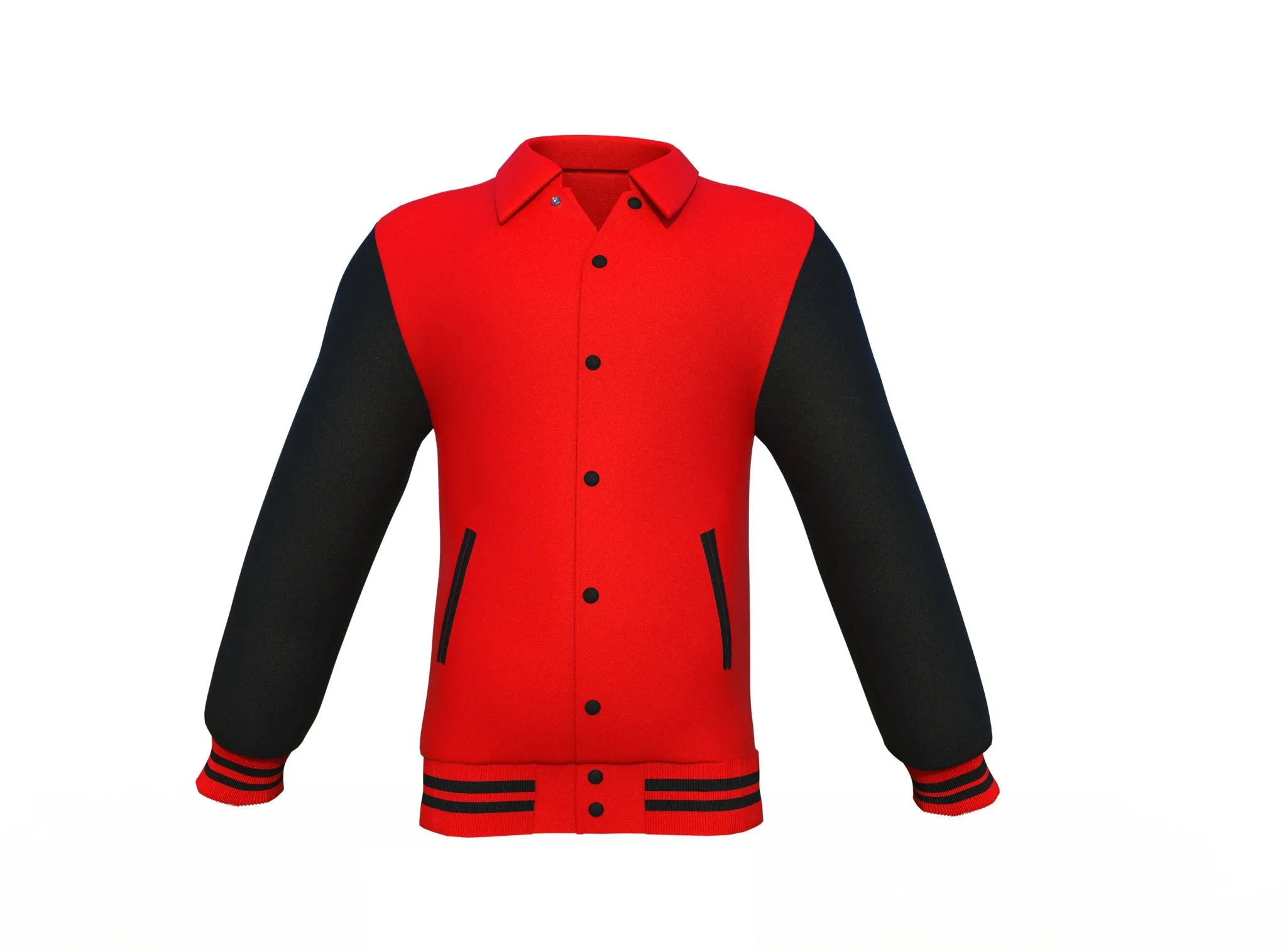 Red Varsity Letterman Jacket with Black Sleeves