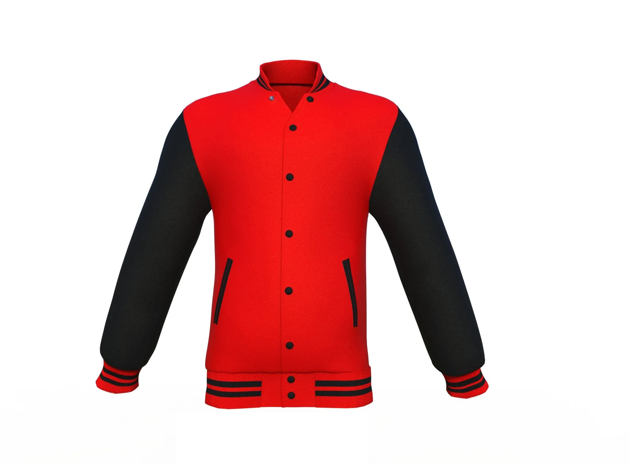 Red Varsity Letterman Jacket with Black Sleeves