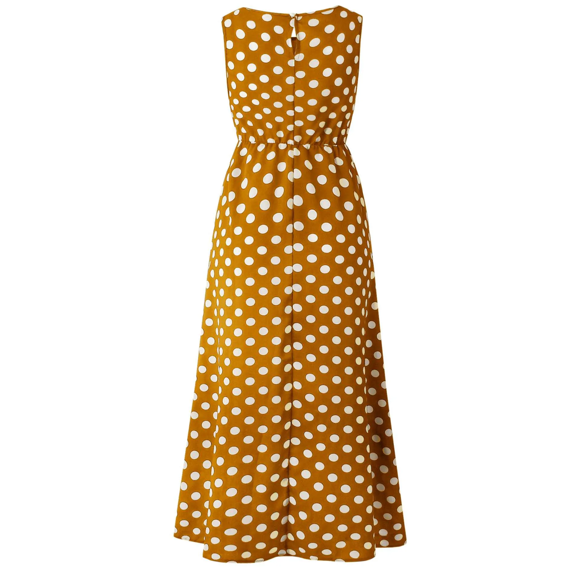 Retro Modest Polka Dot Maxi Dress Sundress