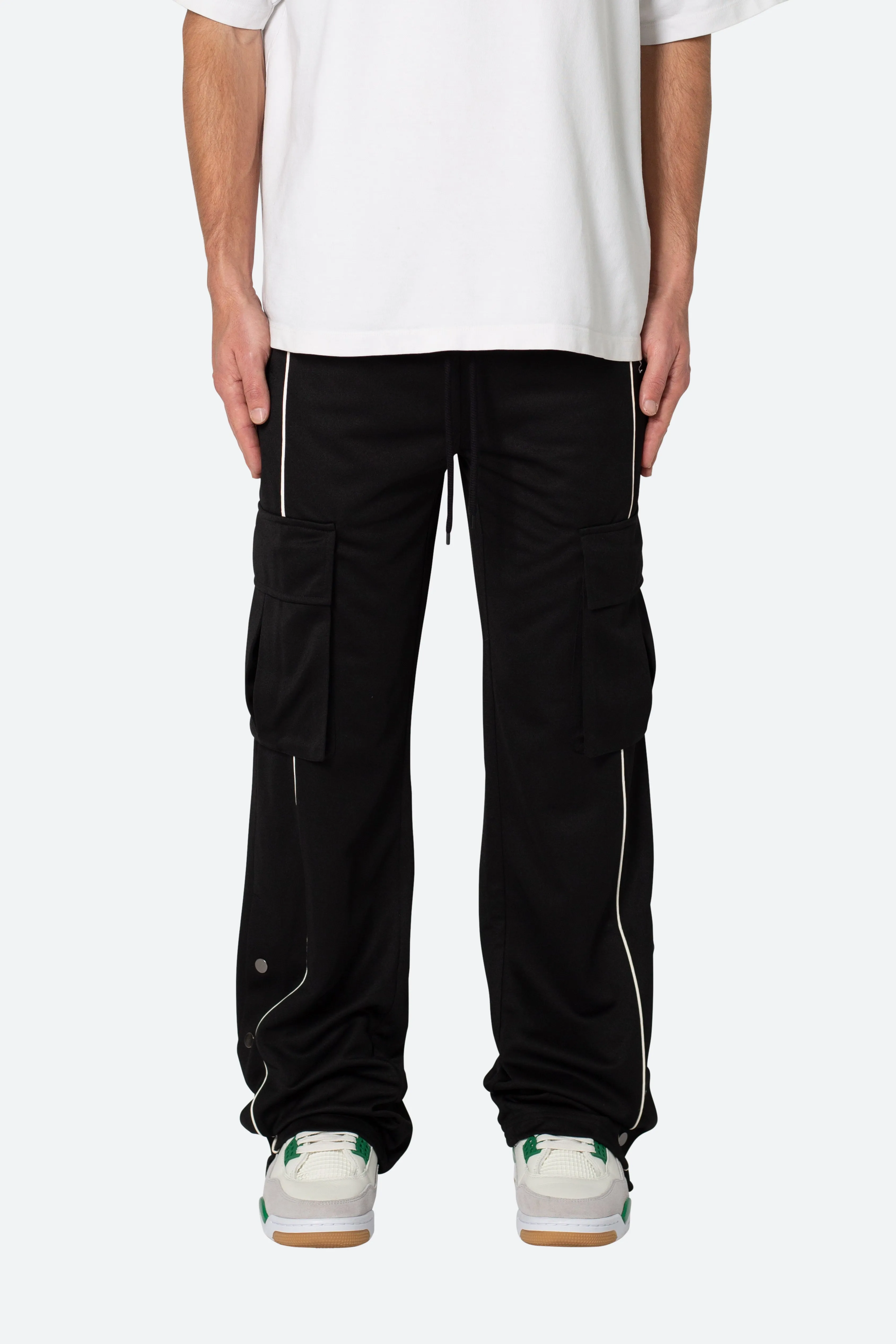 Snap Cargo Track Pants - Black