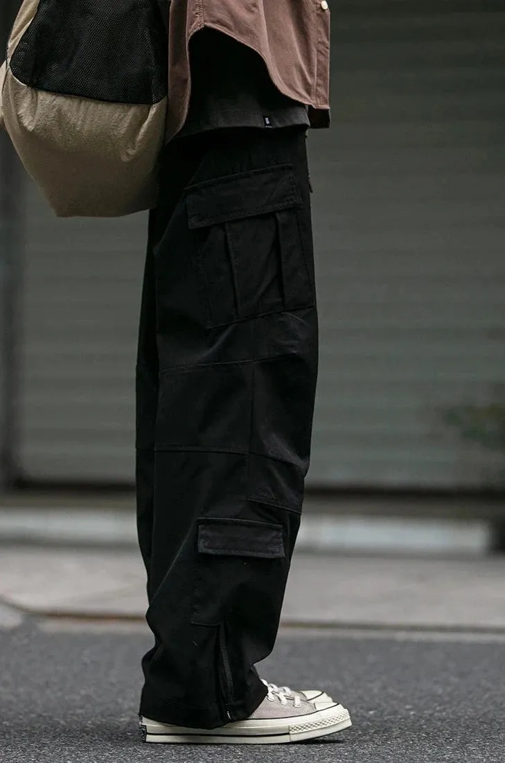 Straight Leg Twill Cargo Pants