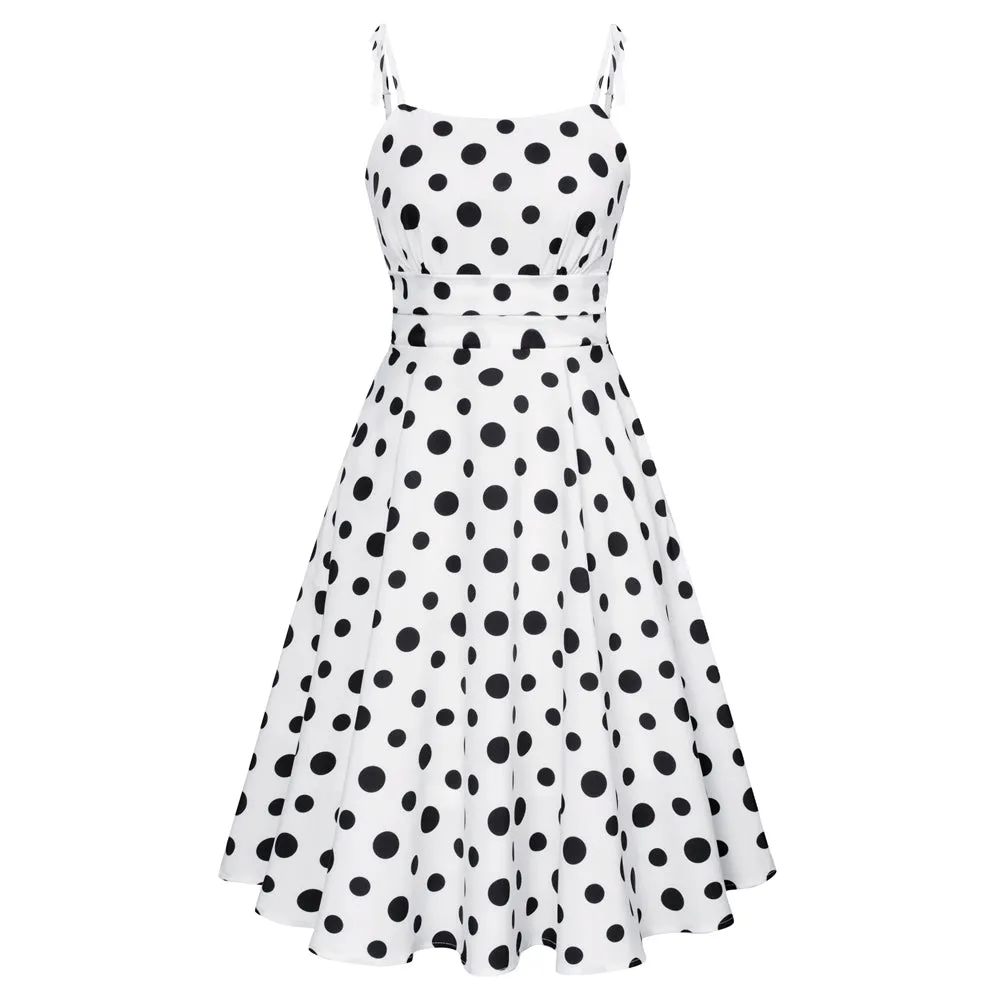 Summer Polka Dot Pattern Slip Dresses for Women Spaghetti Strap Midi Sun Dress Cute Casual Dress with Pockets