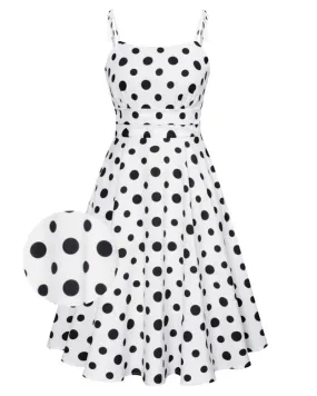 Summer Polka Dot Pattern Slip Dresses for Women Spaghetti Strap Midi Sun Dress Cute Casual Dress with Pockets