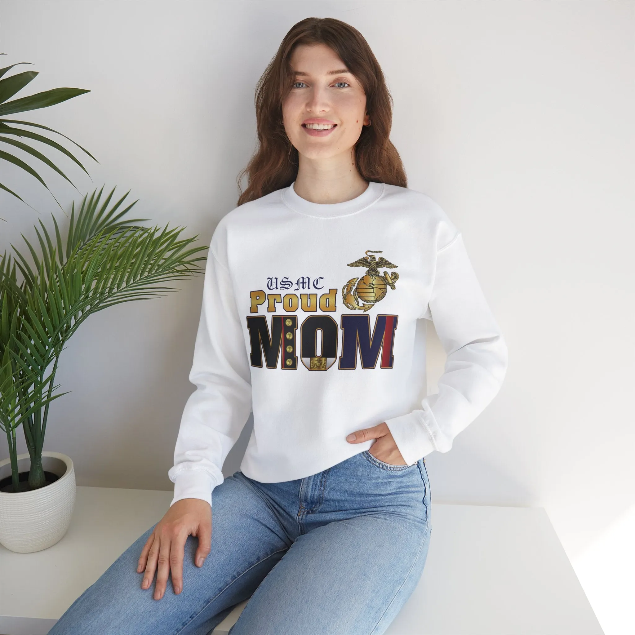 Sweatshirt: Dress Blue Proud Mom (Your Choice of Colors)