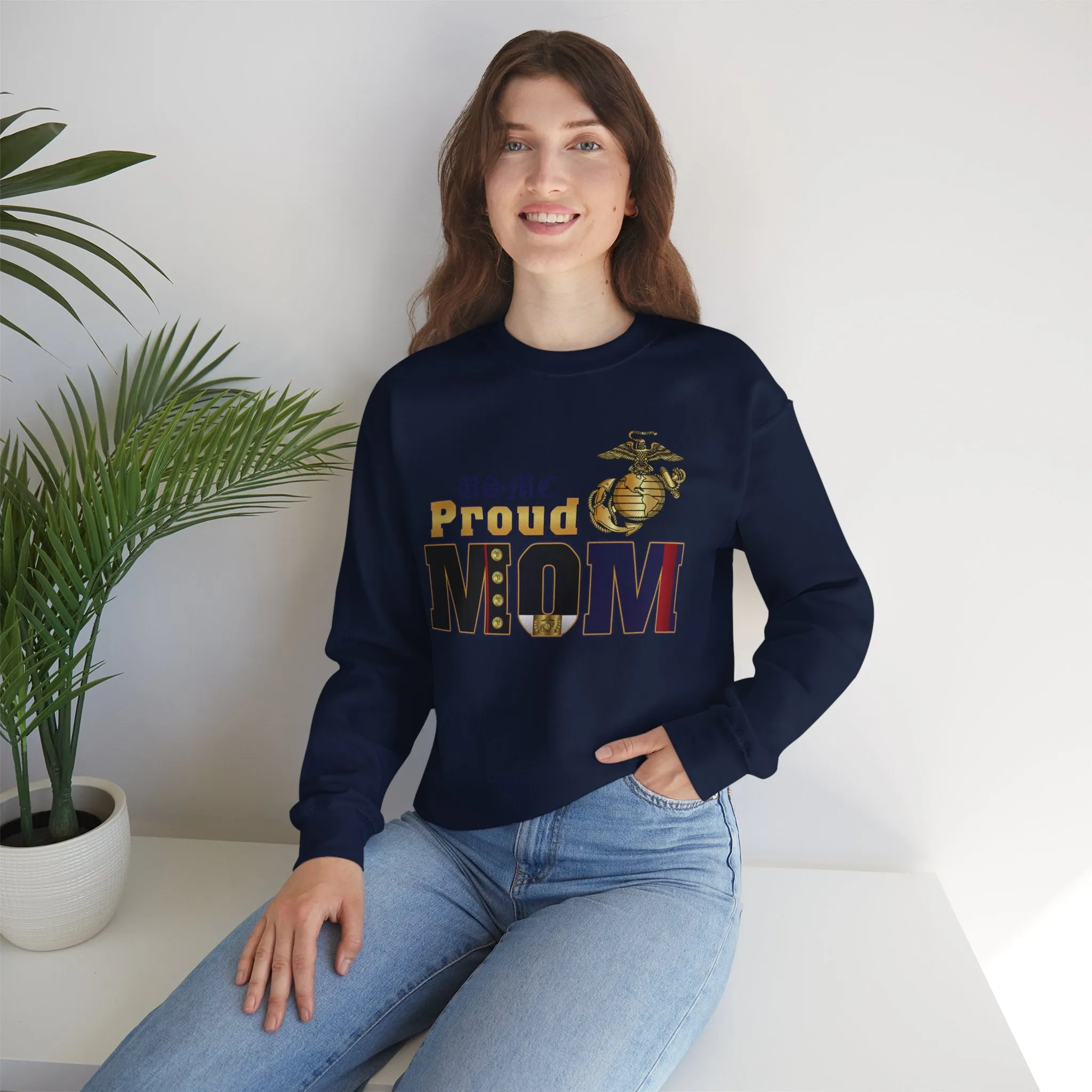 Sweatshirt: Dress Blue Proud Mom (Your Choice of Colors)