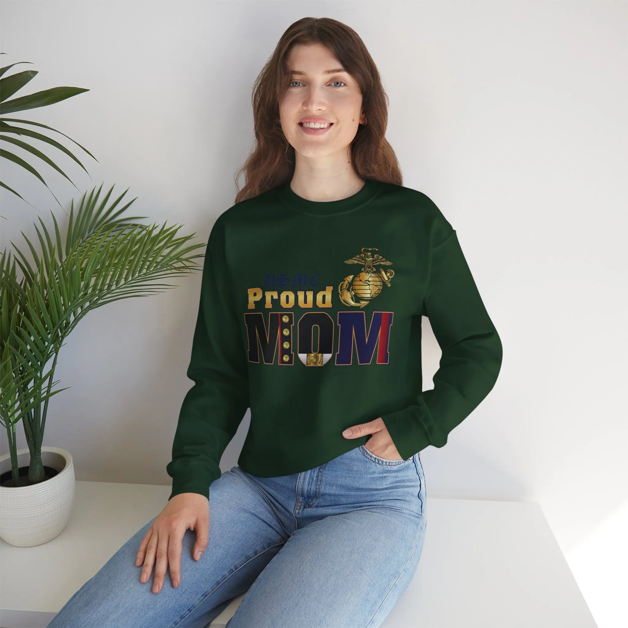 Sweatshirt: Dress Blue Proud Mom (Your Choice of Colors)