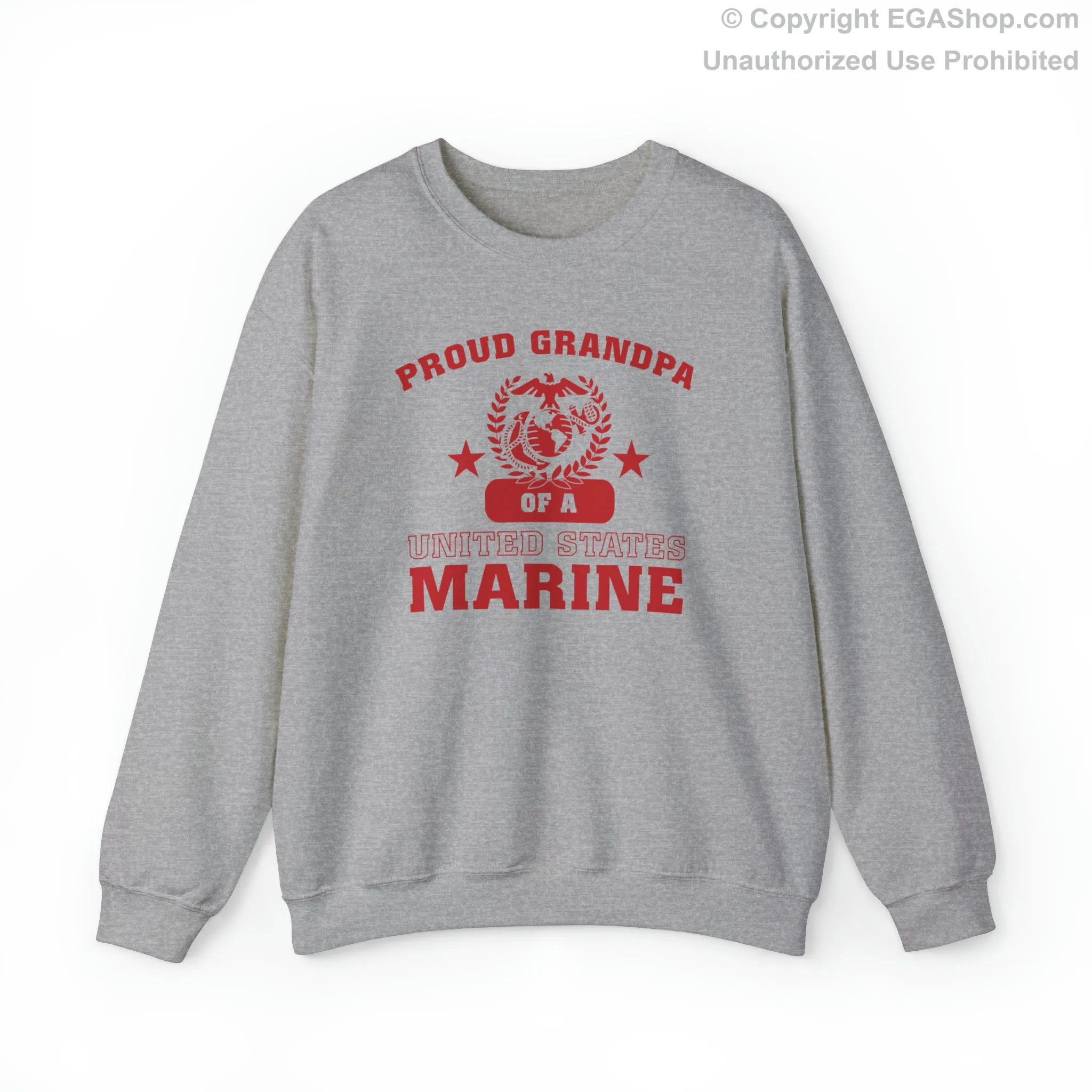 Sweatshirt: Proud Grandpa of a Marine (Varsity Style, Color Choices)