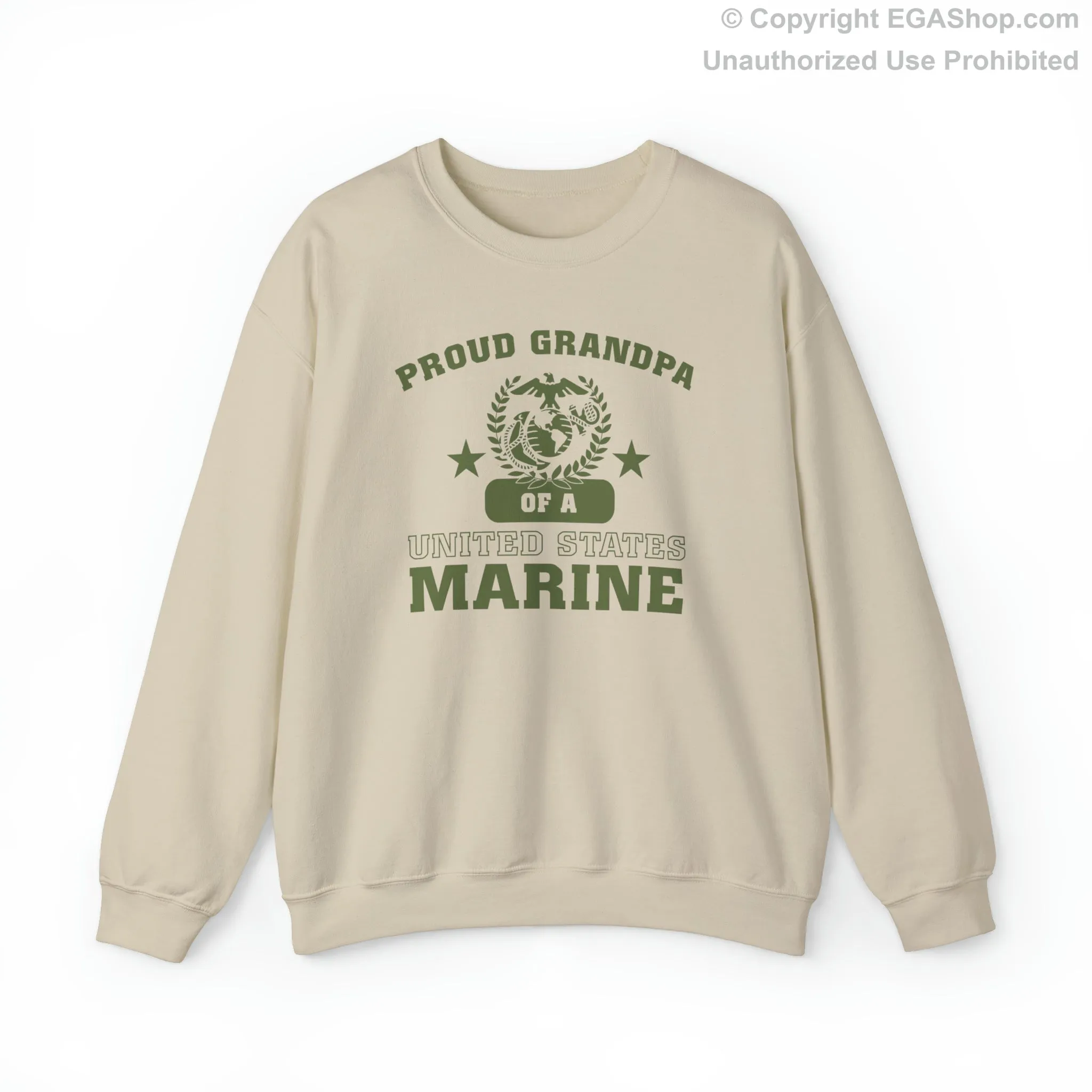 Sweatshirt: Proud Grandpa of a Marine (Varsity Style, Color Choices)