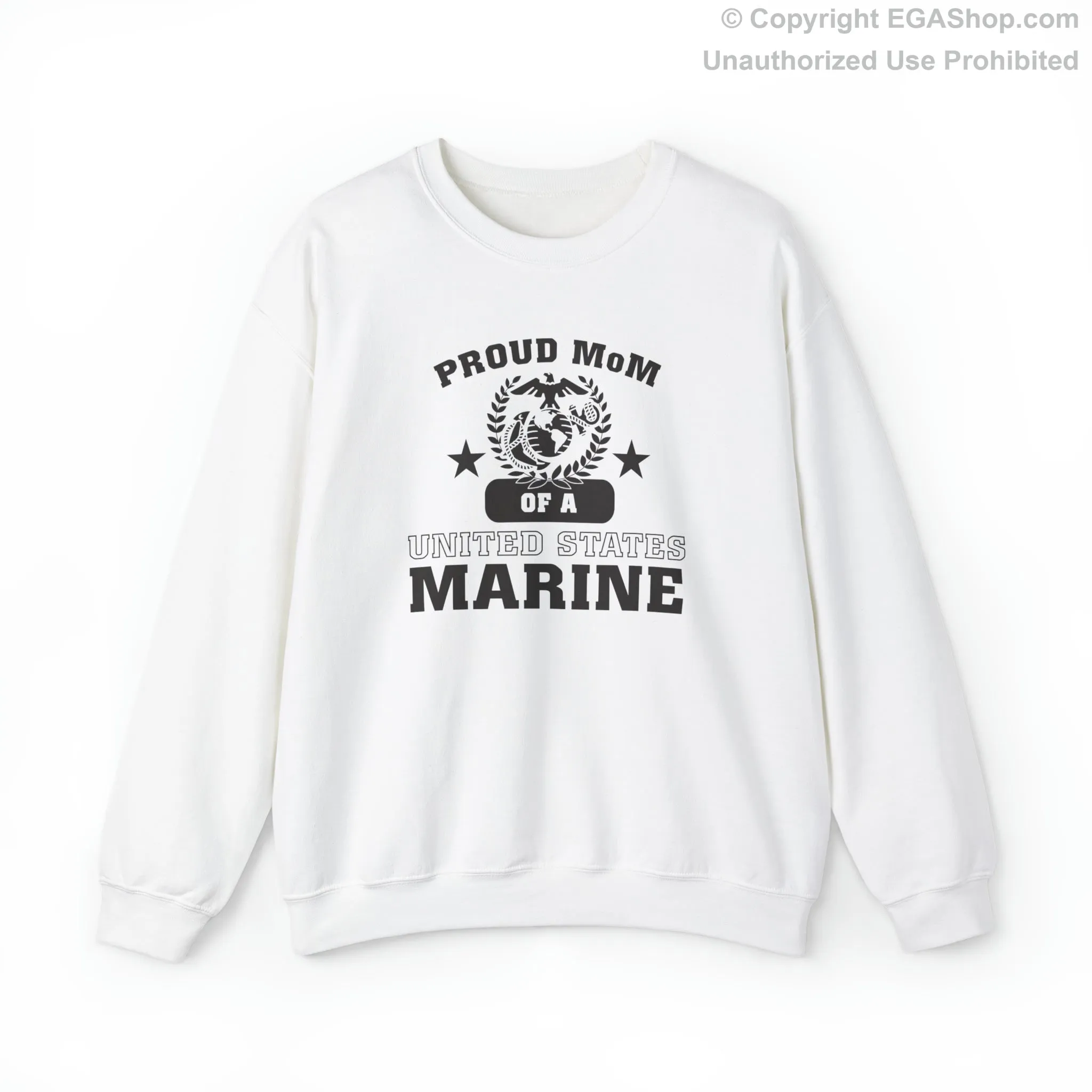 Sweatshirt: Proud MoM of a Marine (Varsity Style, Color Choices)