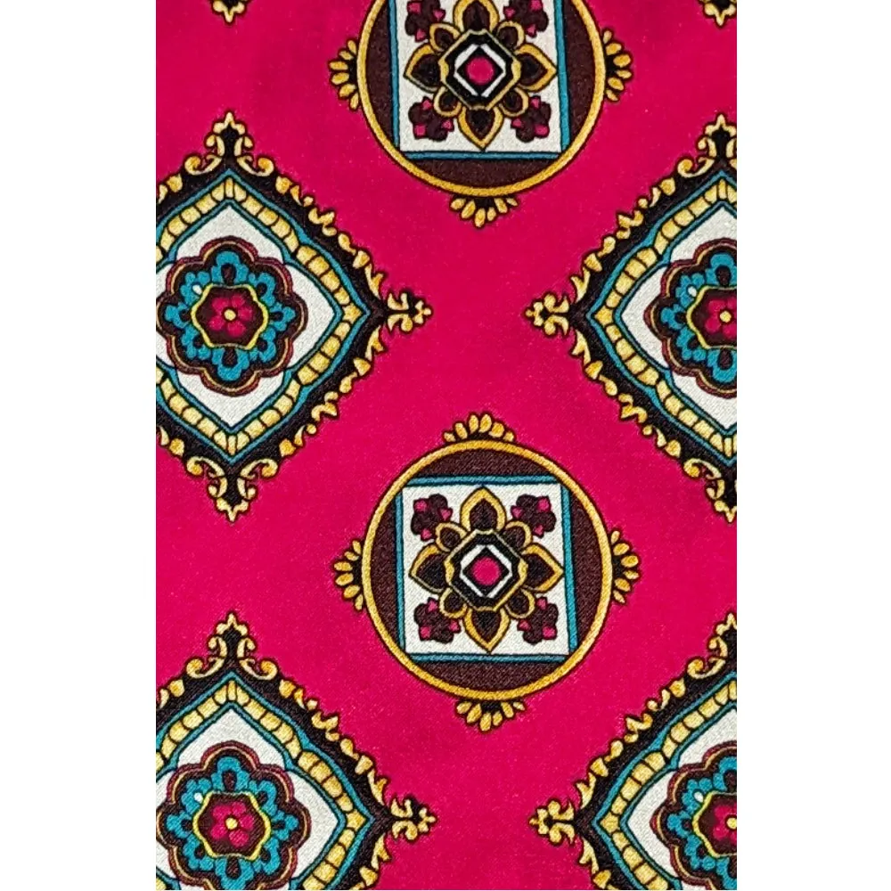 Tootal  -  Medallion Print Pomegranate -Silk Scarf