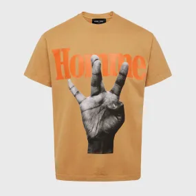 Twisted Fingers Tee Brown with Orange and Cream