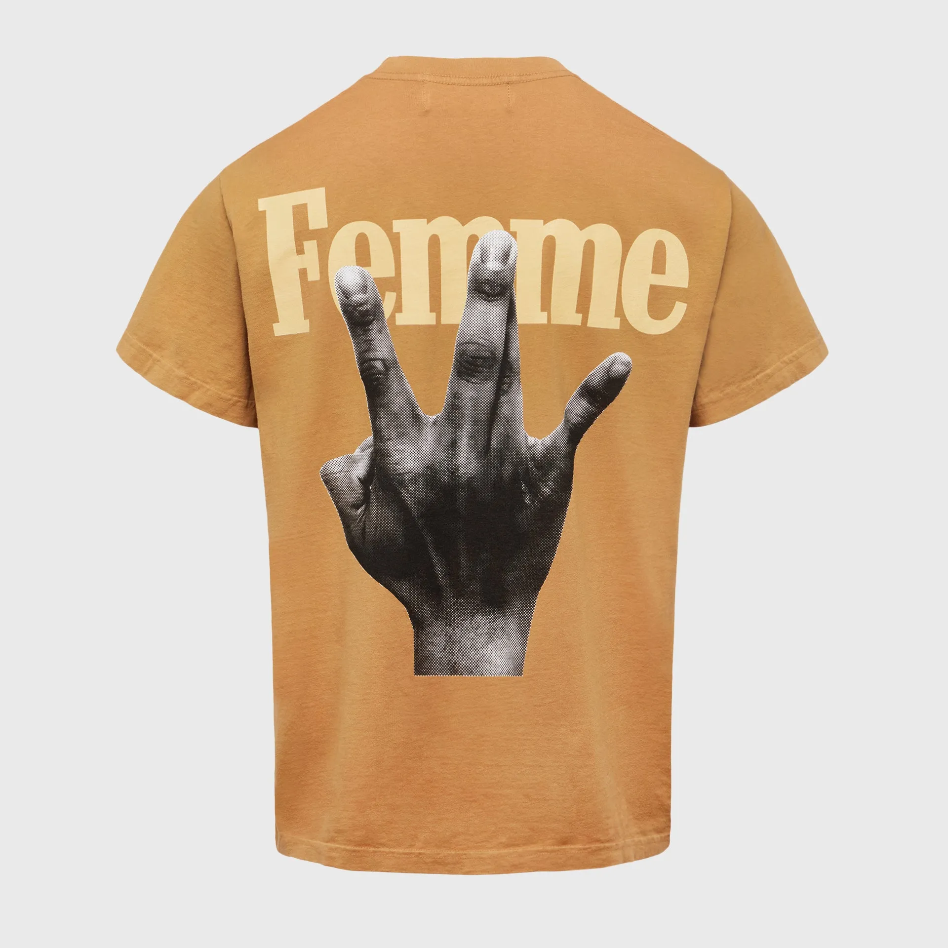 Twisted Fingers Tee Brown with Orange and Cream