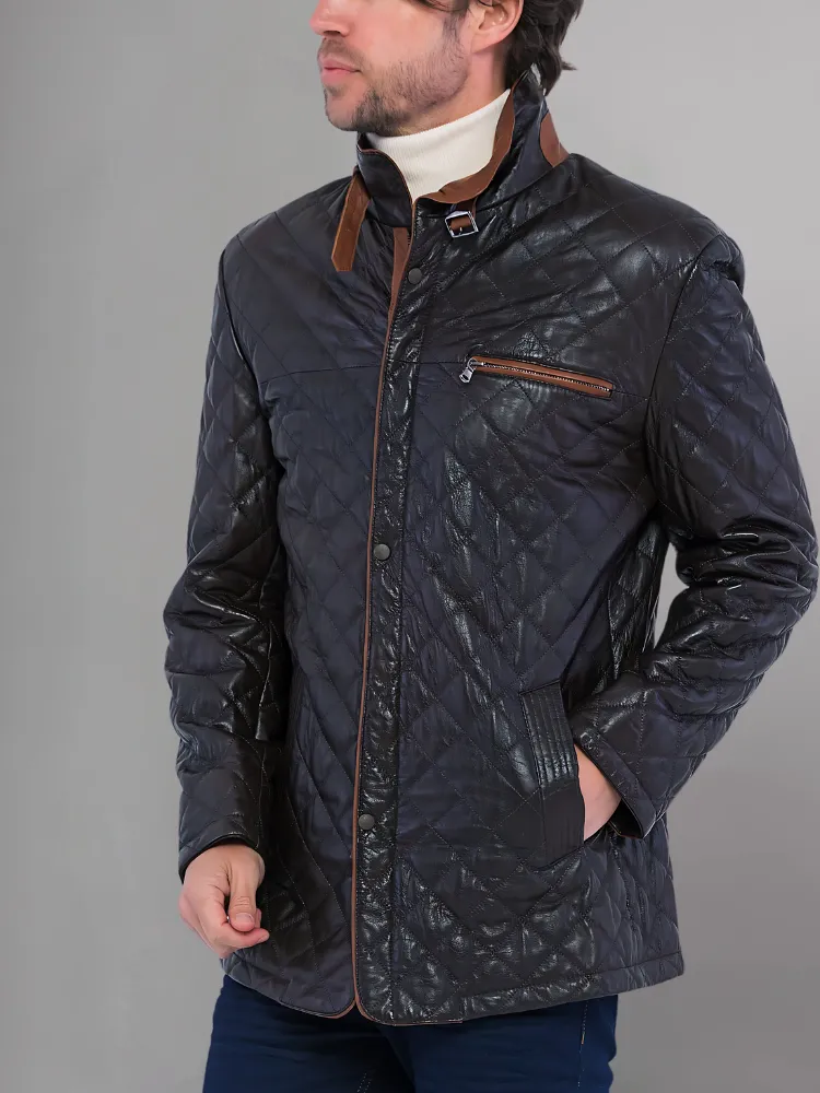 Urbane Quilted Maroon Leather Biker Jacket