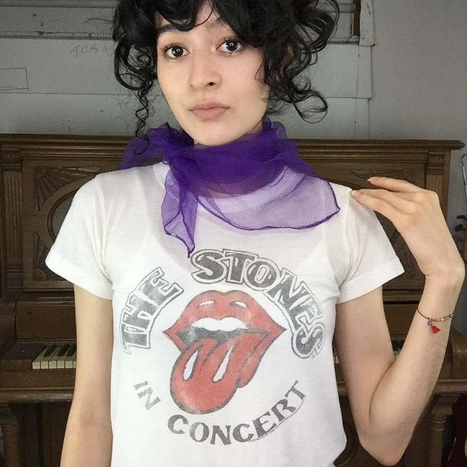 Vintage 50s 60s | Purple Chiffon Sheer Pinup Head Scarf Bonnet MOD Scarf