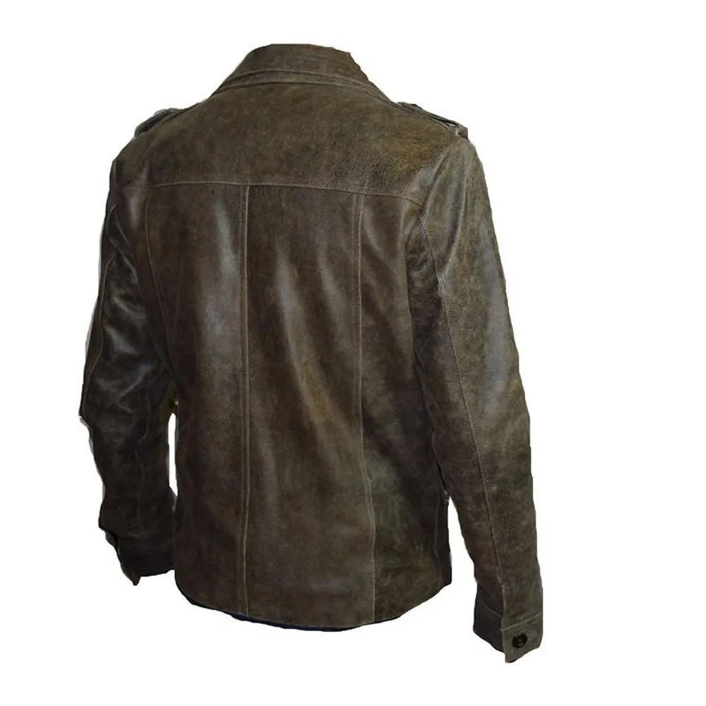 Vintage Blast leather jacket with point collar