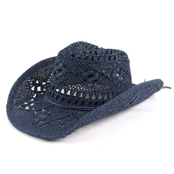 Vintage Cutout Western Cowboy Straw Hat 32088697C