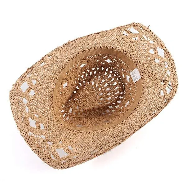 Vintage Cutout Western Cowboy Straw Hat 32088697C