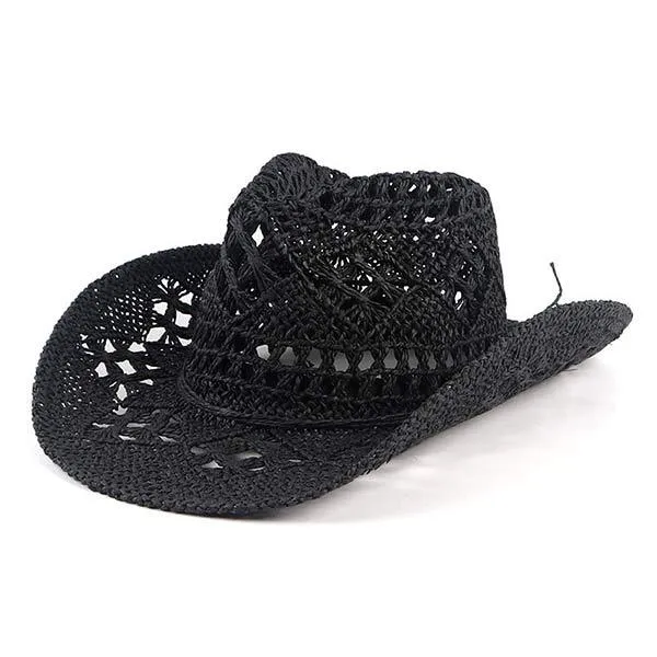 Vintage Cutout Western Cowboy Straw Hat 32088697C