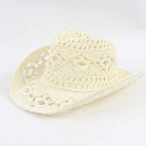 Vintage Cutout Western Cowboy Straw Hat 32088697C