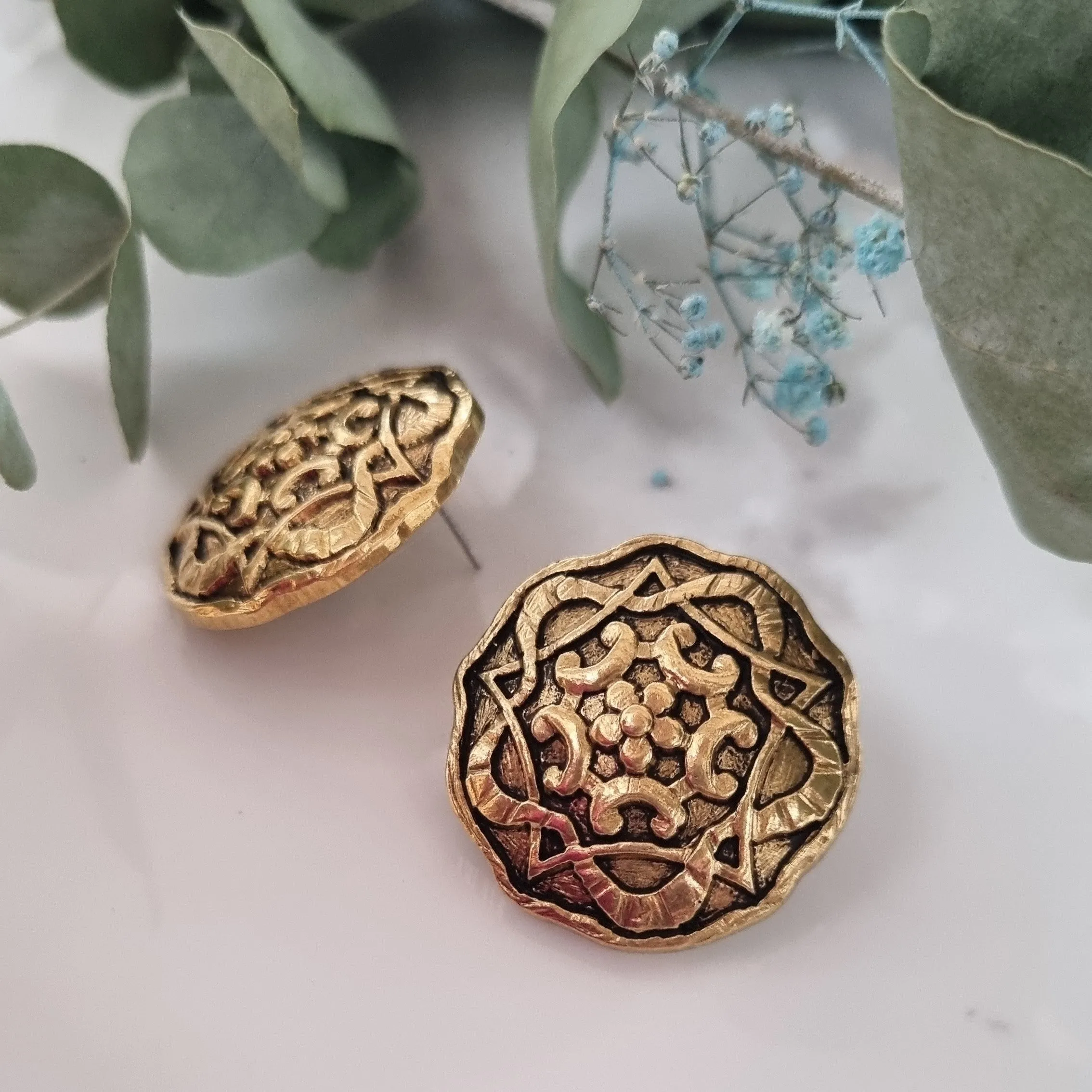 Vintage earrings - Antique gold/2 size