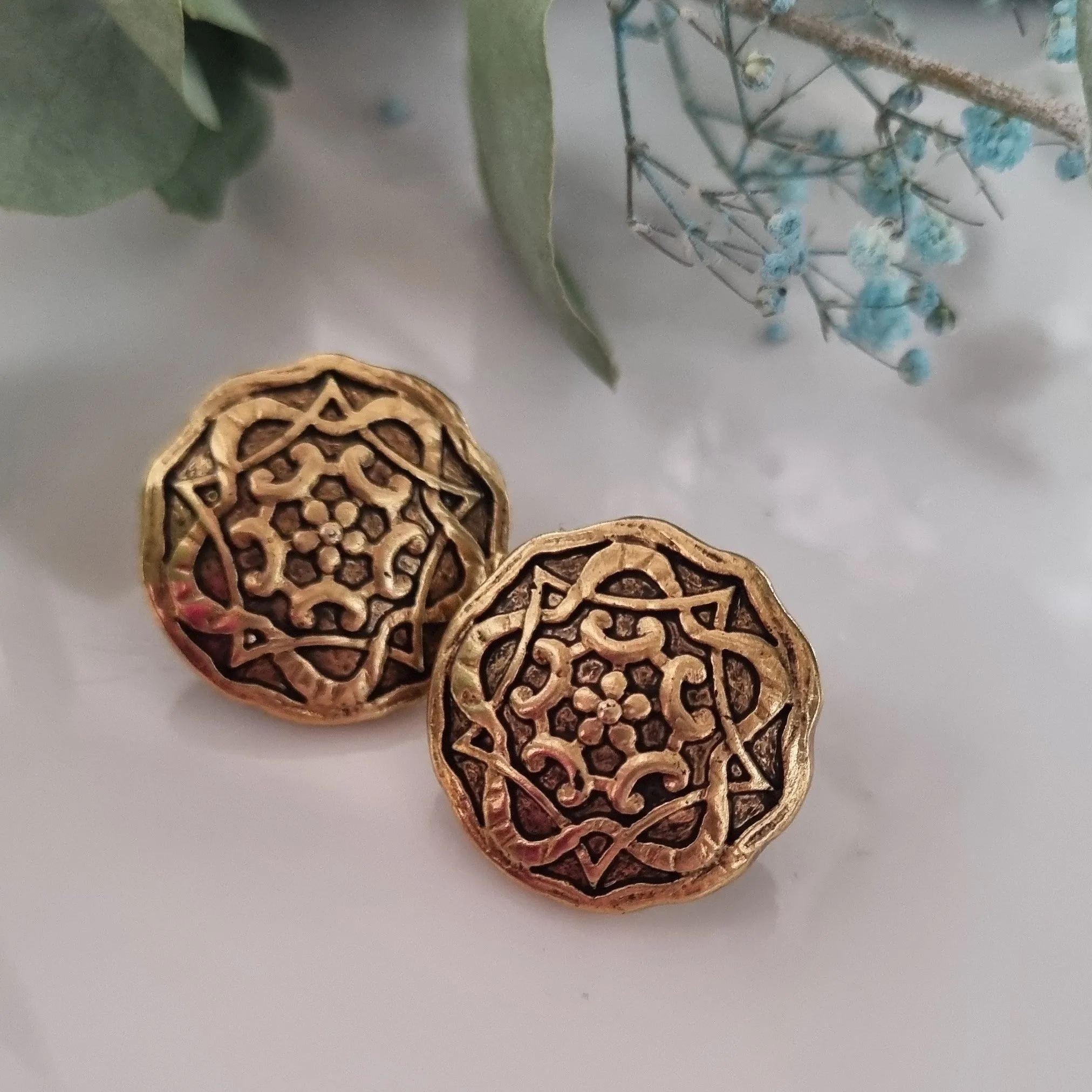 Vintage earrings - Antique gold/2 size