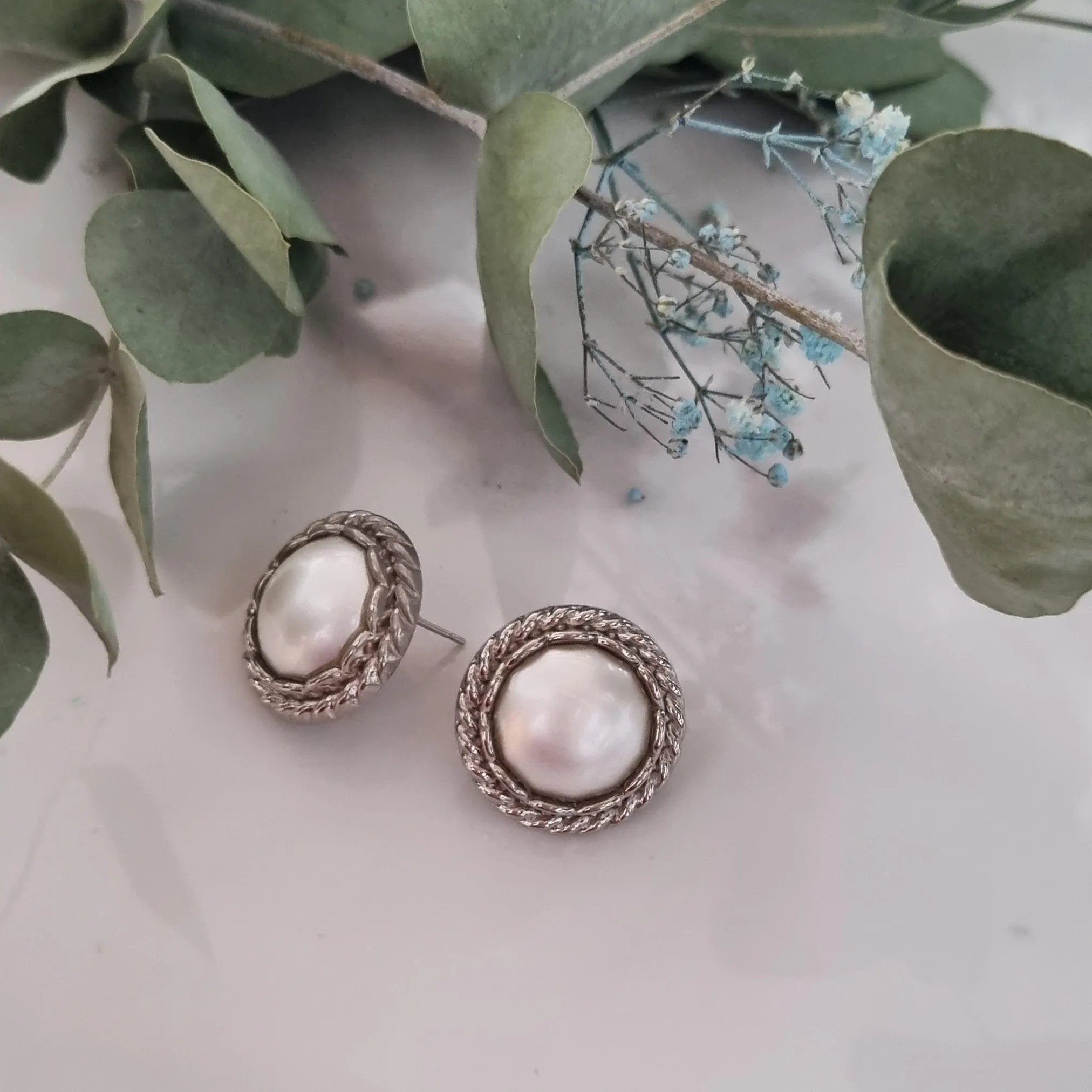 Vintage earrings - Silver/pearl