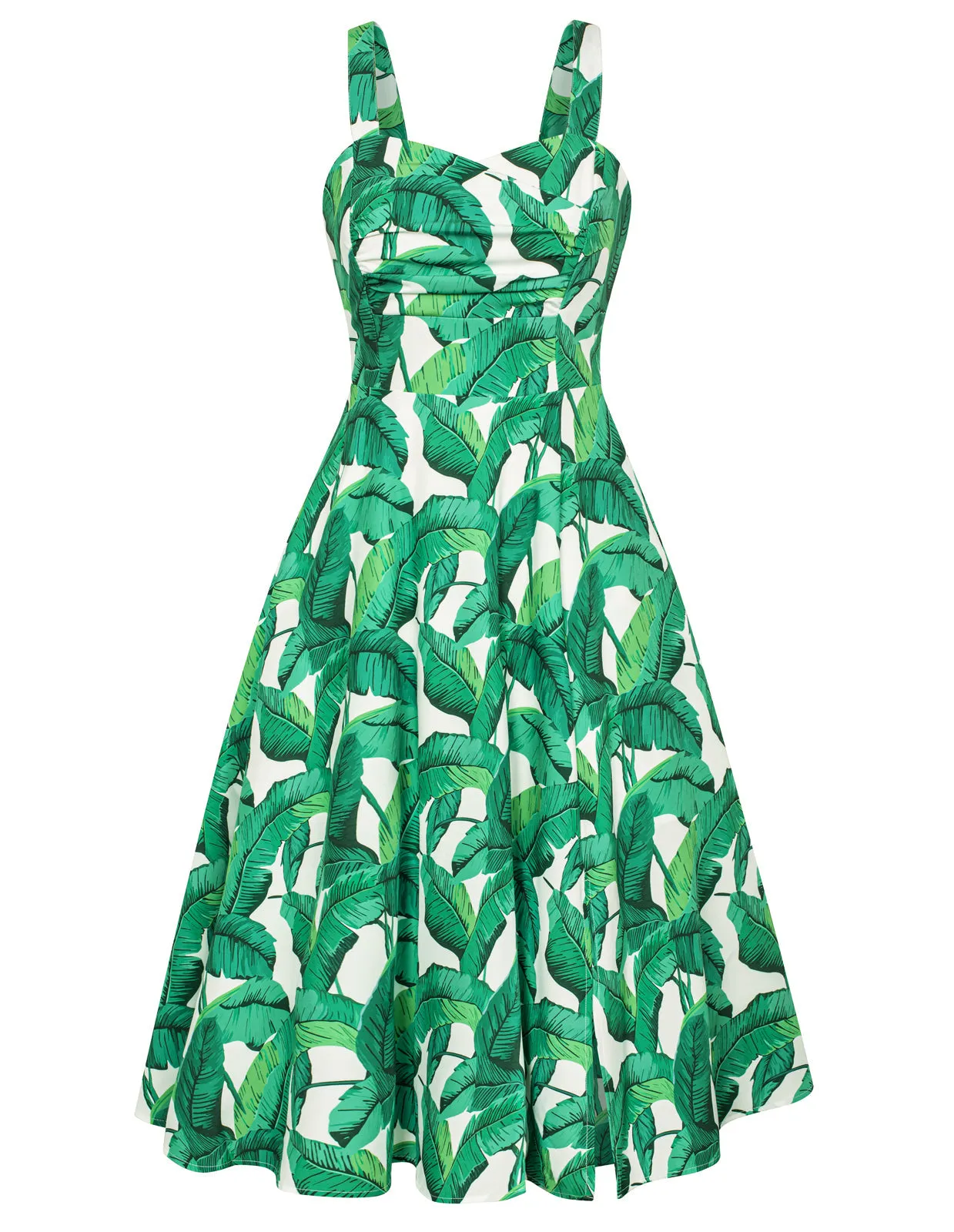 Vintage Floral Patterns Cocktail Dress Sleeveless Spaghetti Strap Ruched Slit A Line Swing Dress with Pockets