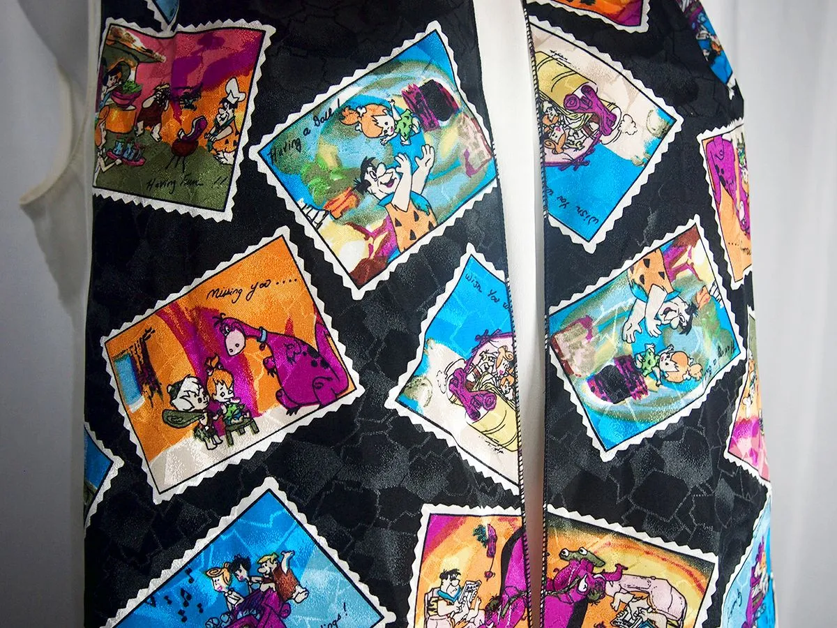 Vintage Hanna Barbera Flintstones Cartoons Postcard Scarf