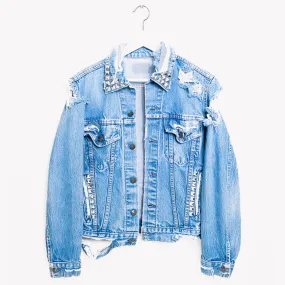 Vintage One a Kind Crush Studded Jean Denim Jacket