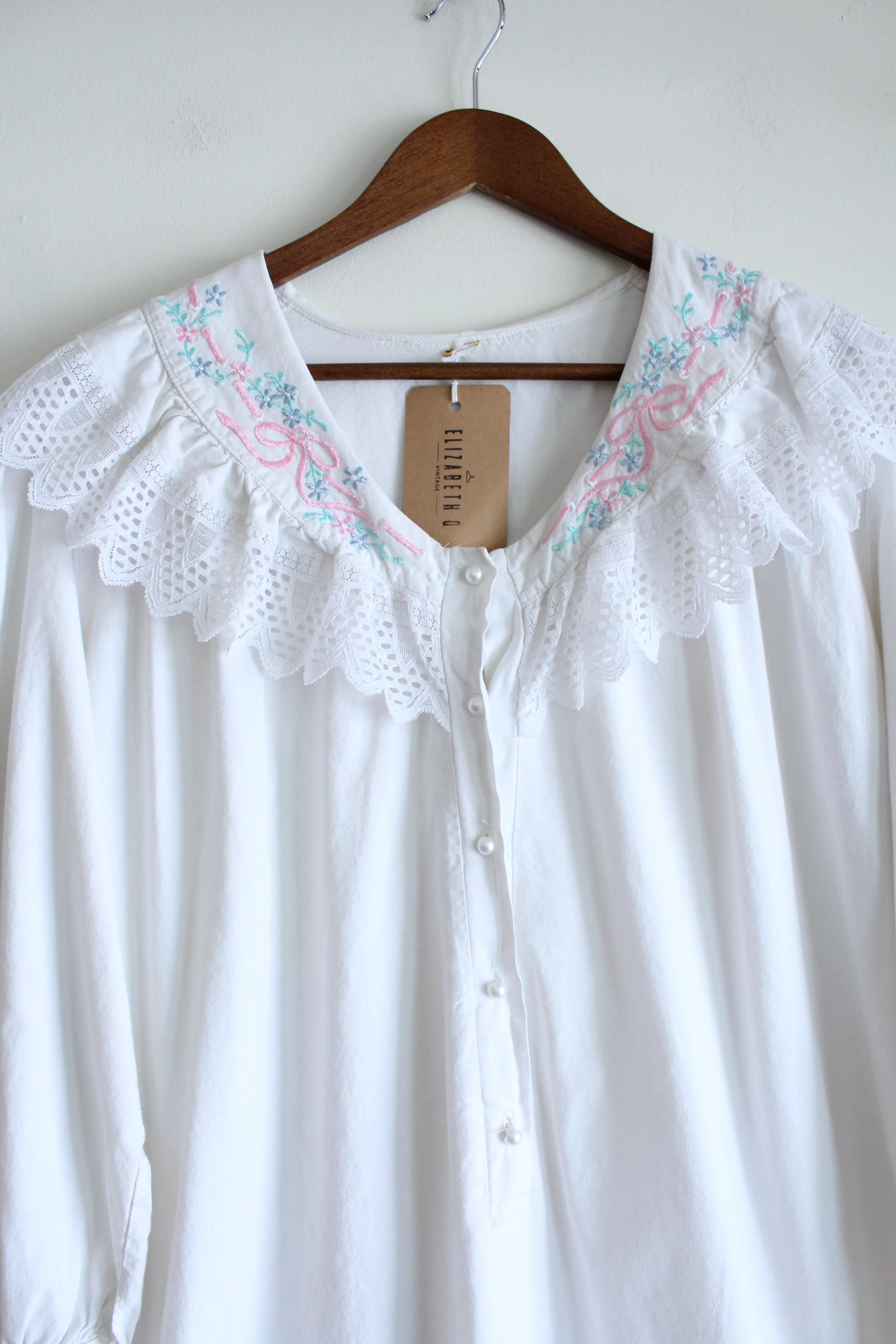 Vintage White Embroidered Night Dress