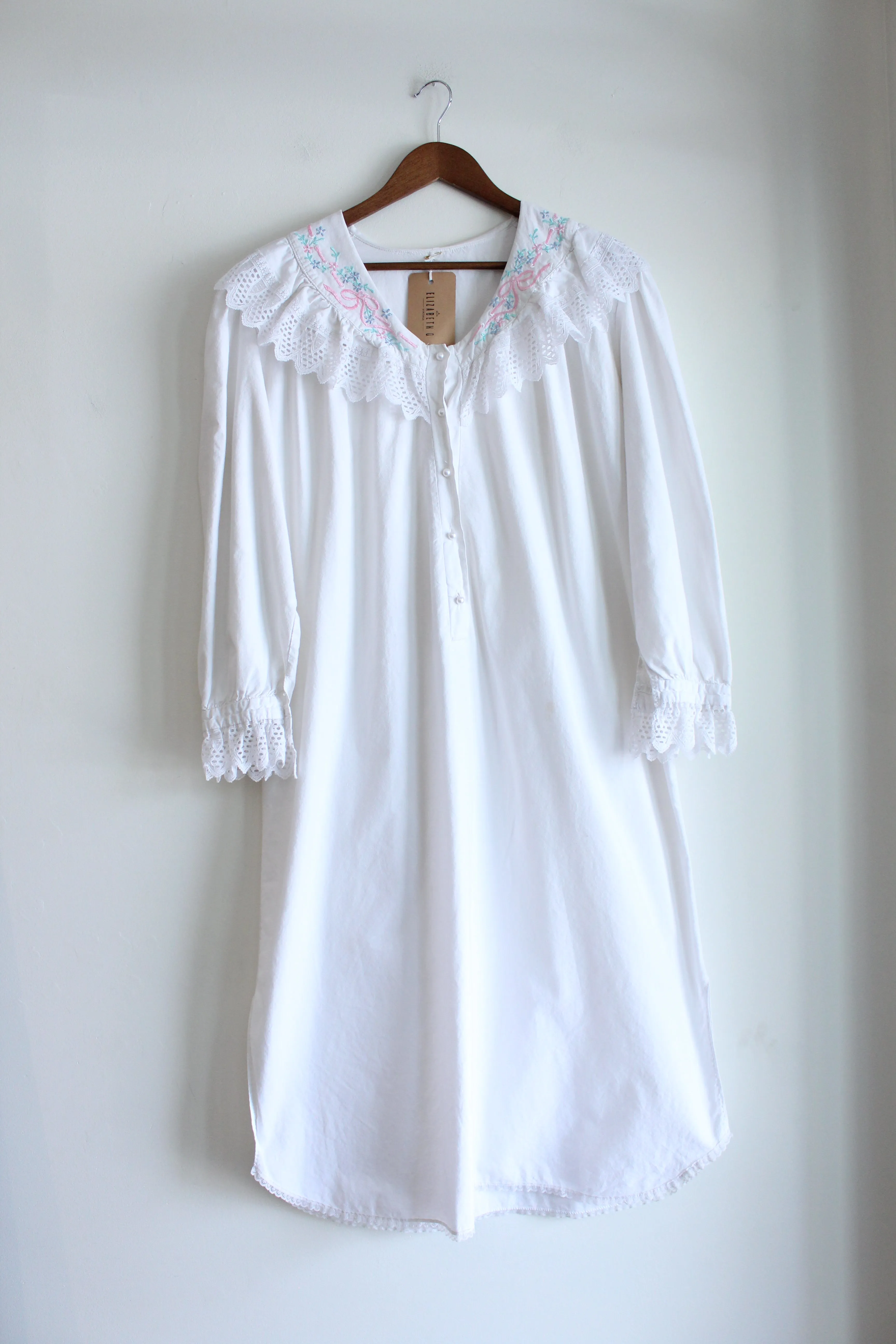 Vintage White Embroidered Night Dress