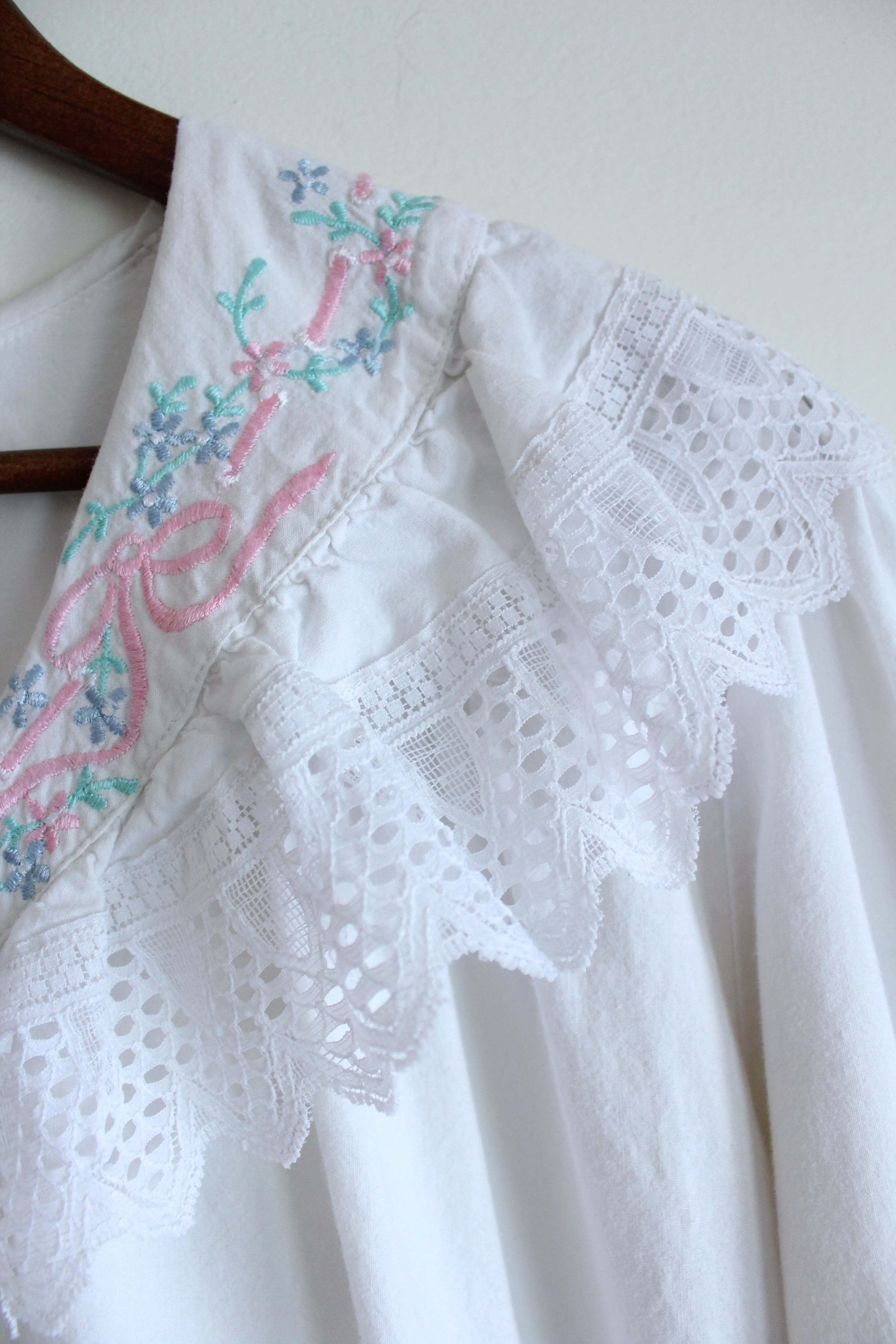 Vintage White Embroidered Night Dress